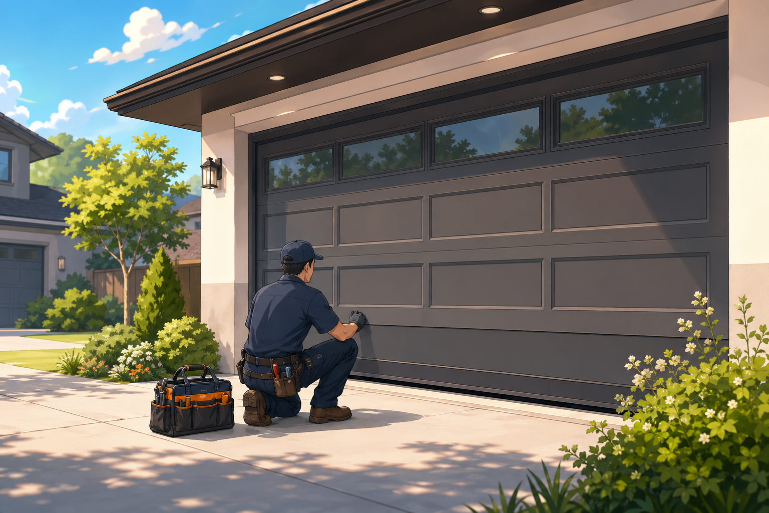 Modern garage door installation